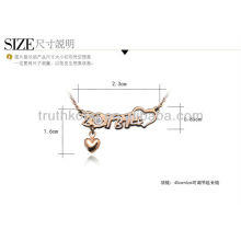 2013 fashion lovely rose gold stainless steel necklace